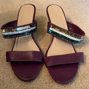Purple wedges with sequin pattern